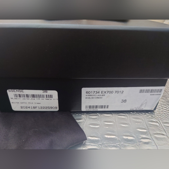 SAINT LAURENT Zoe 105 Croc Snakeskin Embossed Leather Pump 38 Yellow Cream + Box - Picture 11 of 11